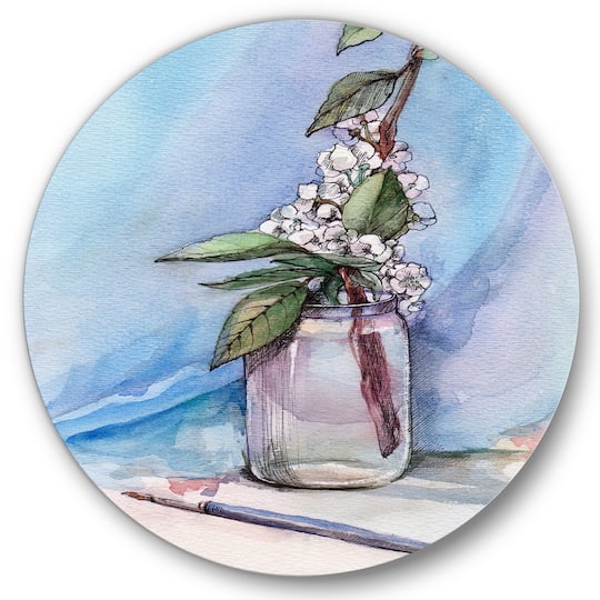 Designart - Cherry Blossom In Glass Jar